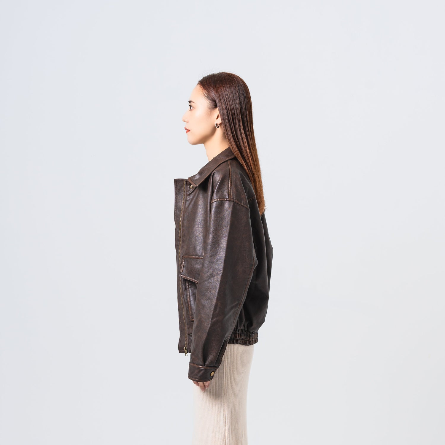 オーバーサイズフェイクレザージャケット