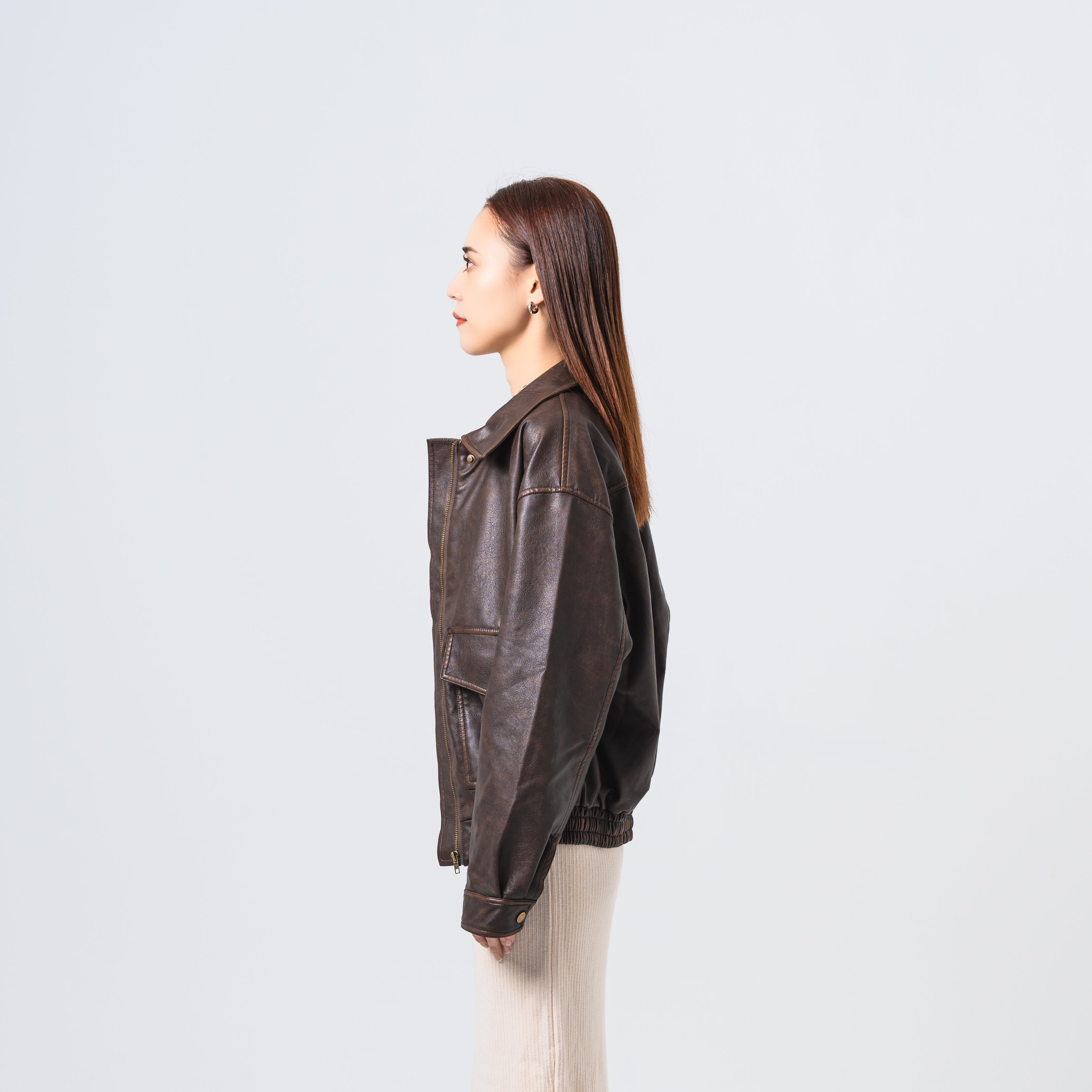 オーバーサイズフェイクレザージャケット