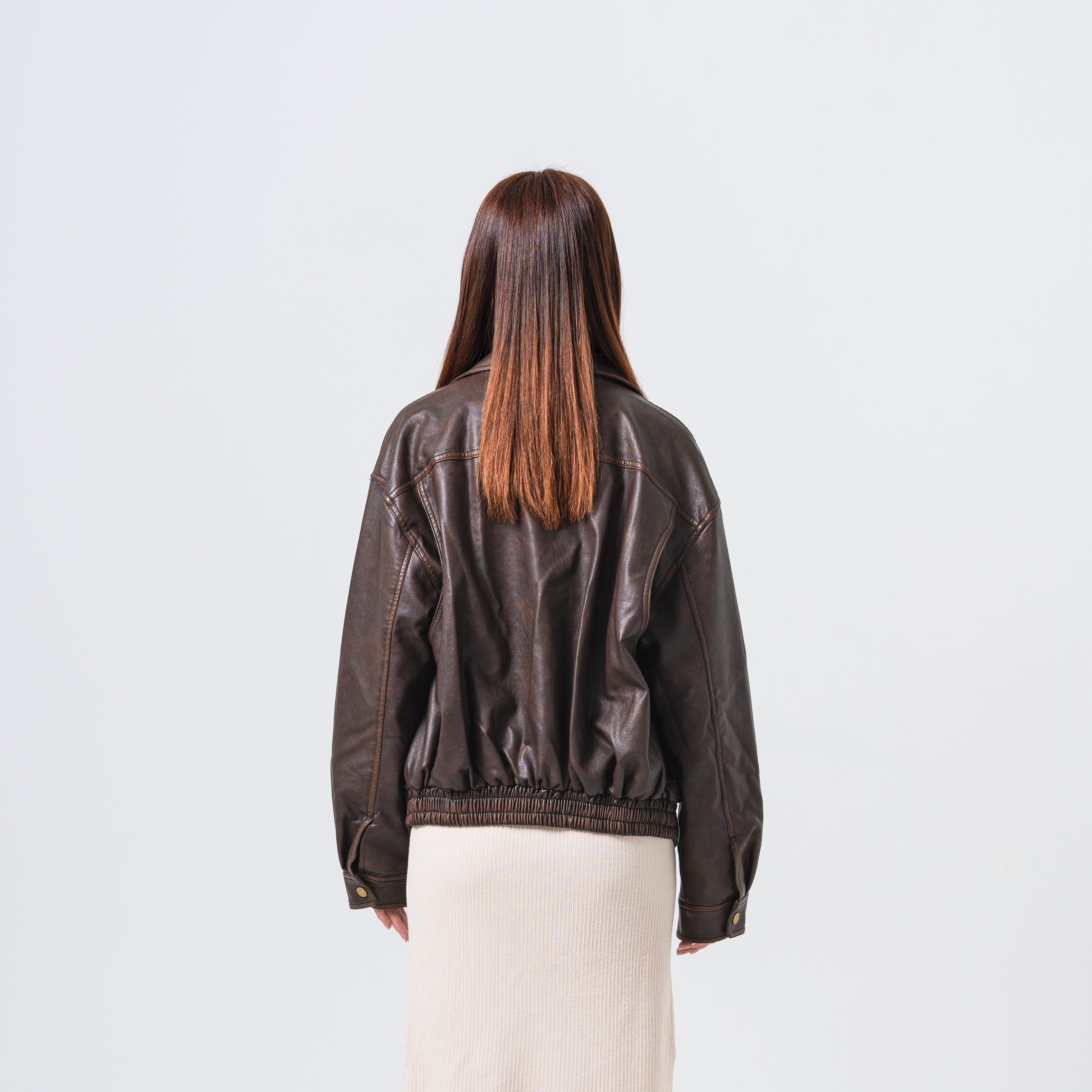 オーバーサイズフェイクレザージャケット