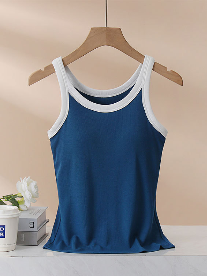 コントラストカラーカップ付きタンクトップ