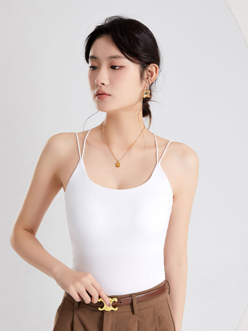 バッククロスリブカップ付きキャミソール