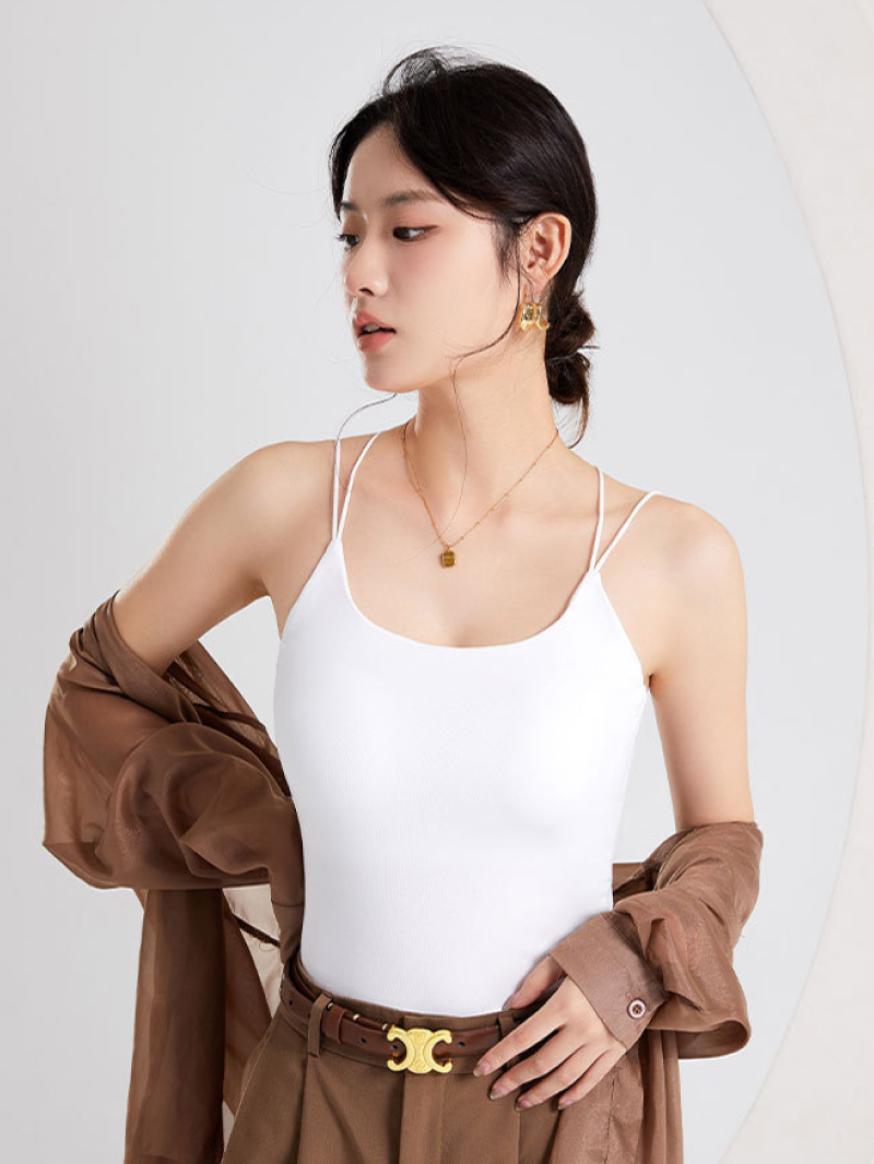 バッククロスリブカップ付きキャミソール