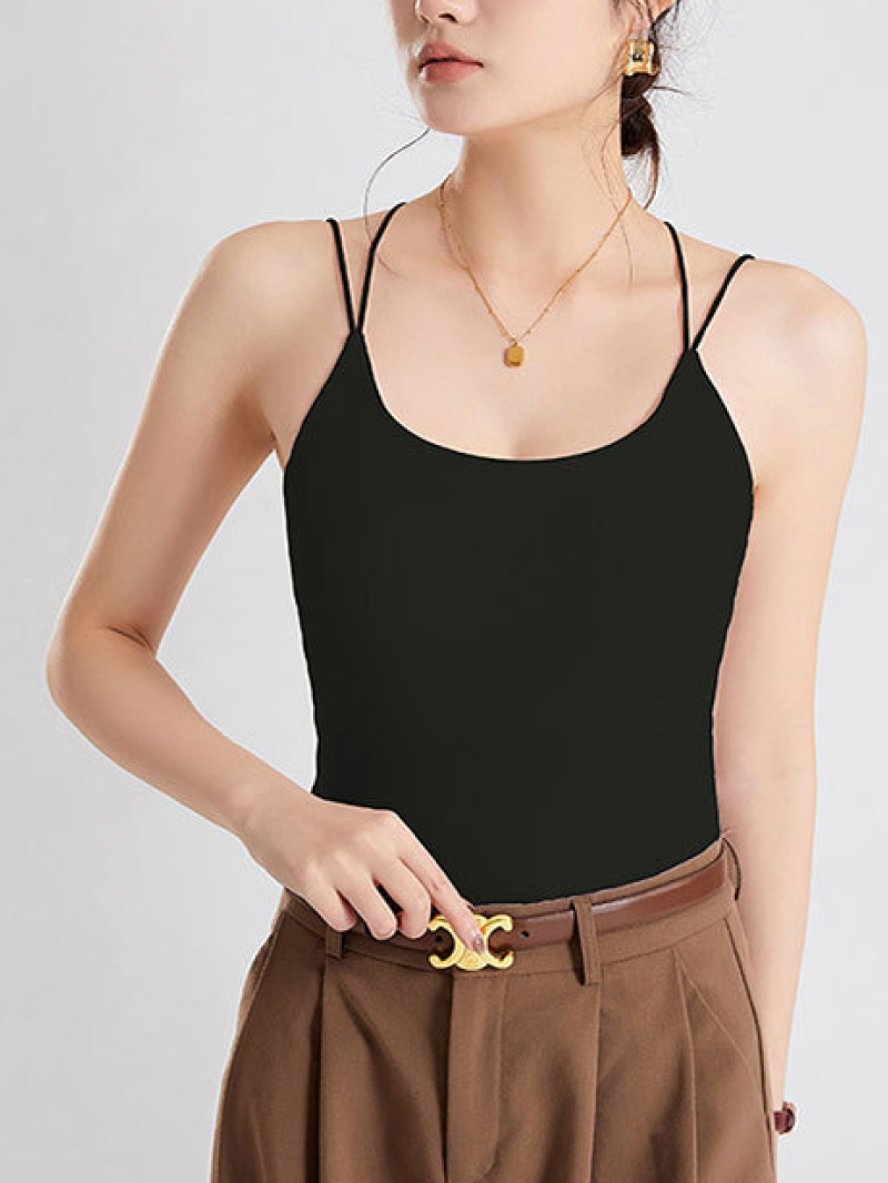 バッククロスリブカップ付きキャミソール