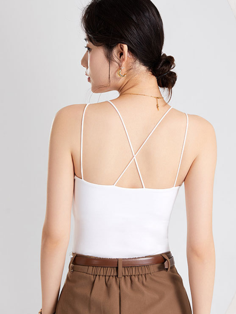 バッククロスリブカップ付きキャミソール