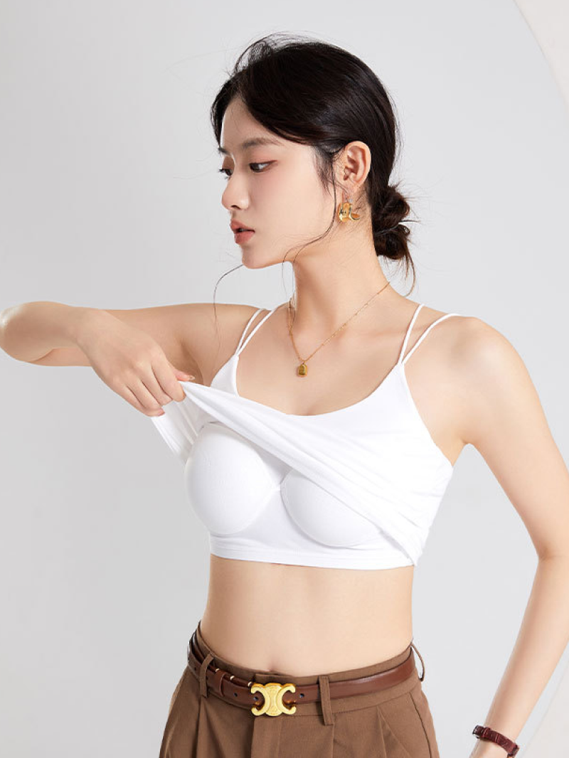 バッククロスリブカップ付きキャミソール