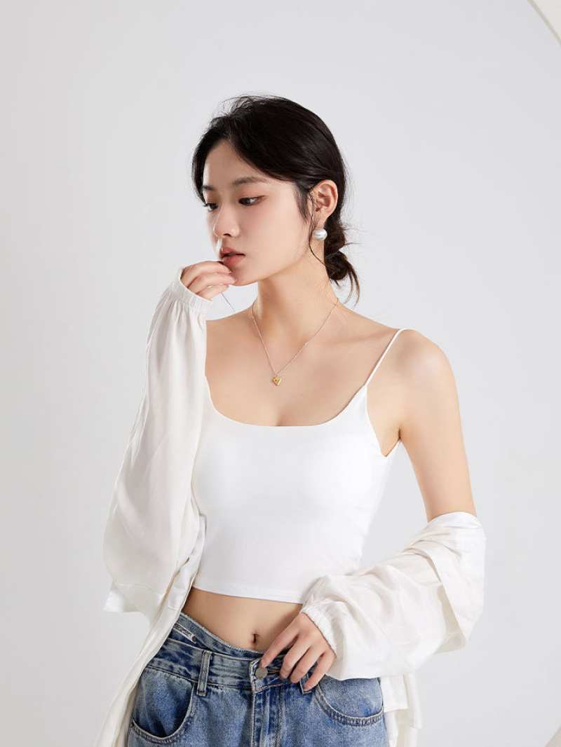 バックワイドオープンカップ付きキャミソール