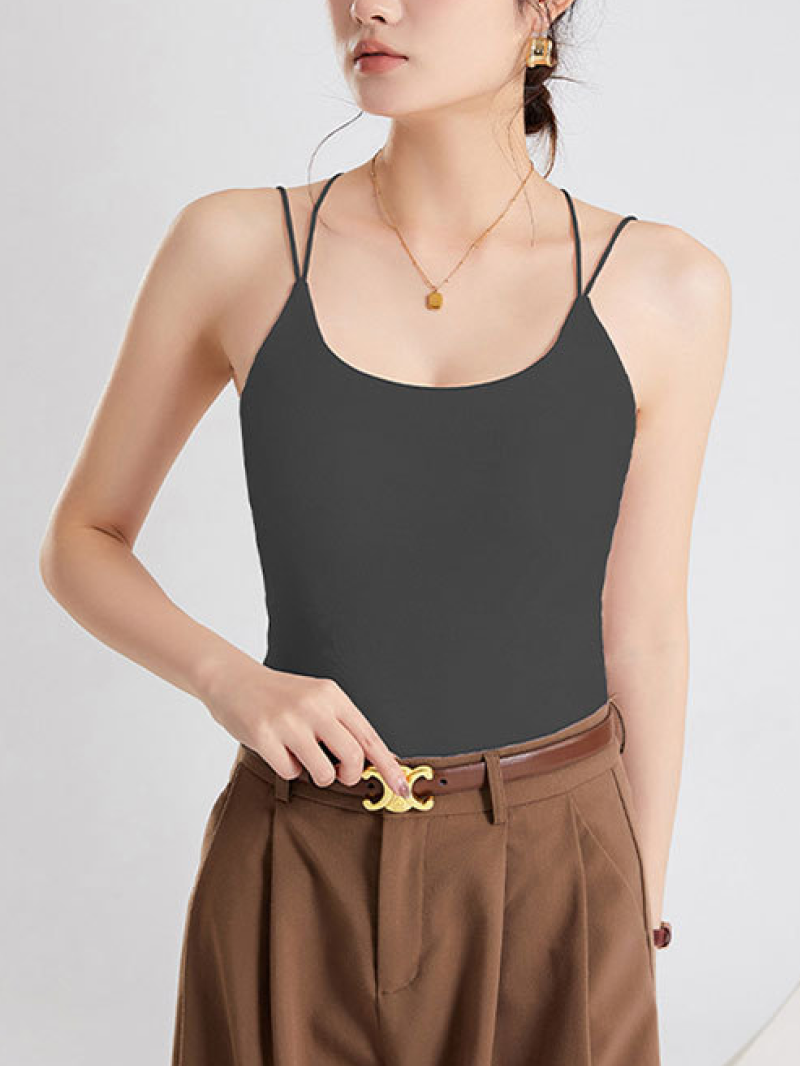 バッククロスリブカップ付きキャミソール