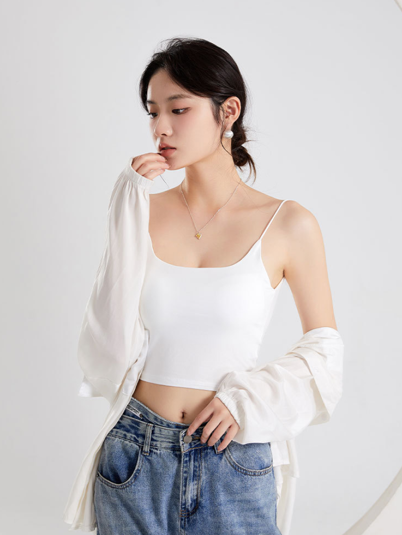 バックワイドオープンカップ付きキャミソール