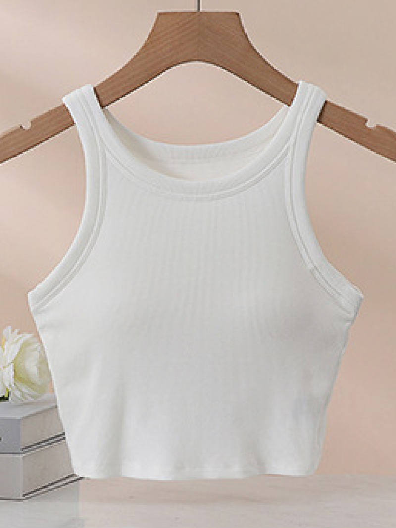 リブクロップドカップ付きタンクトップ