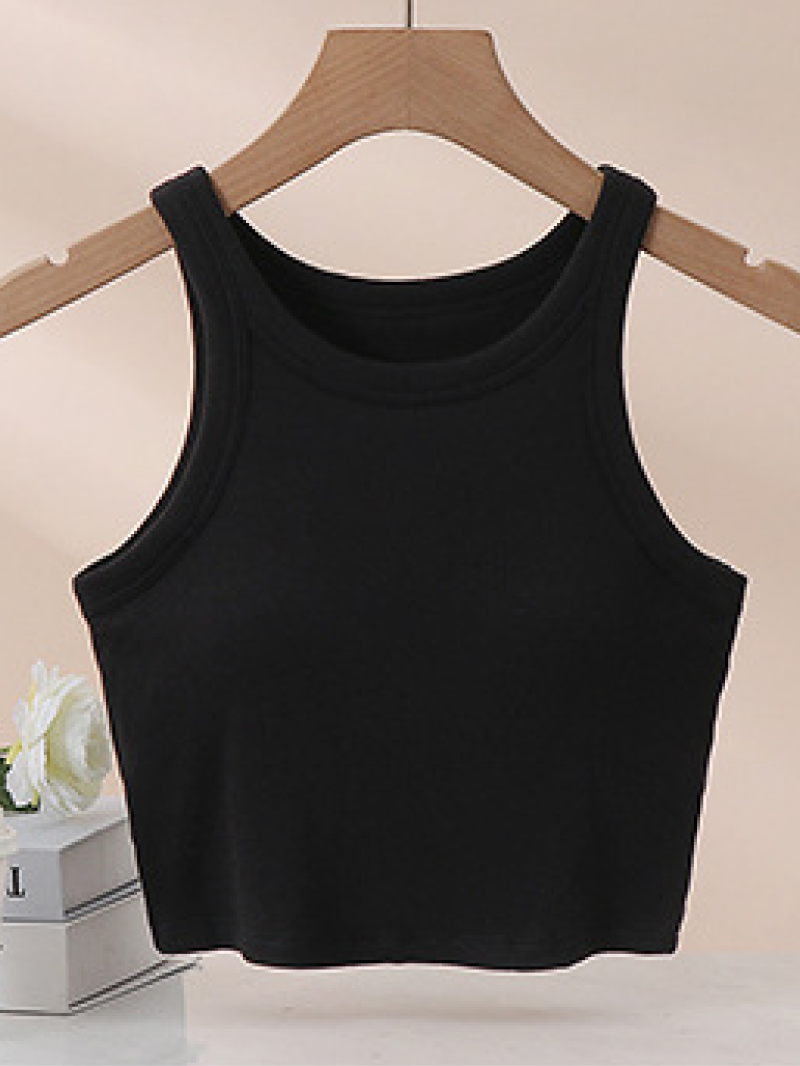リブクロップドカップ付きタンクトップ
