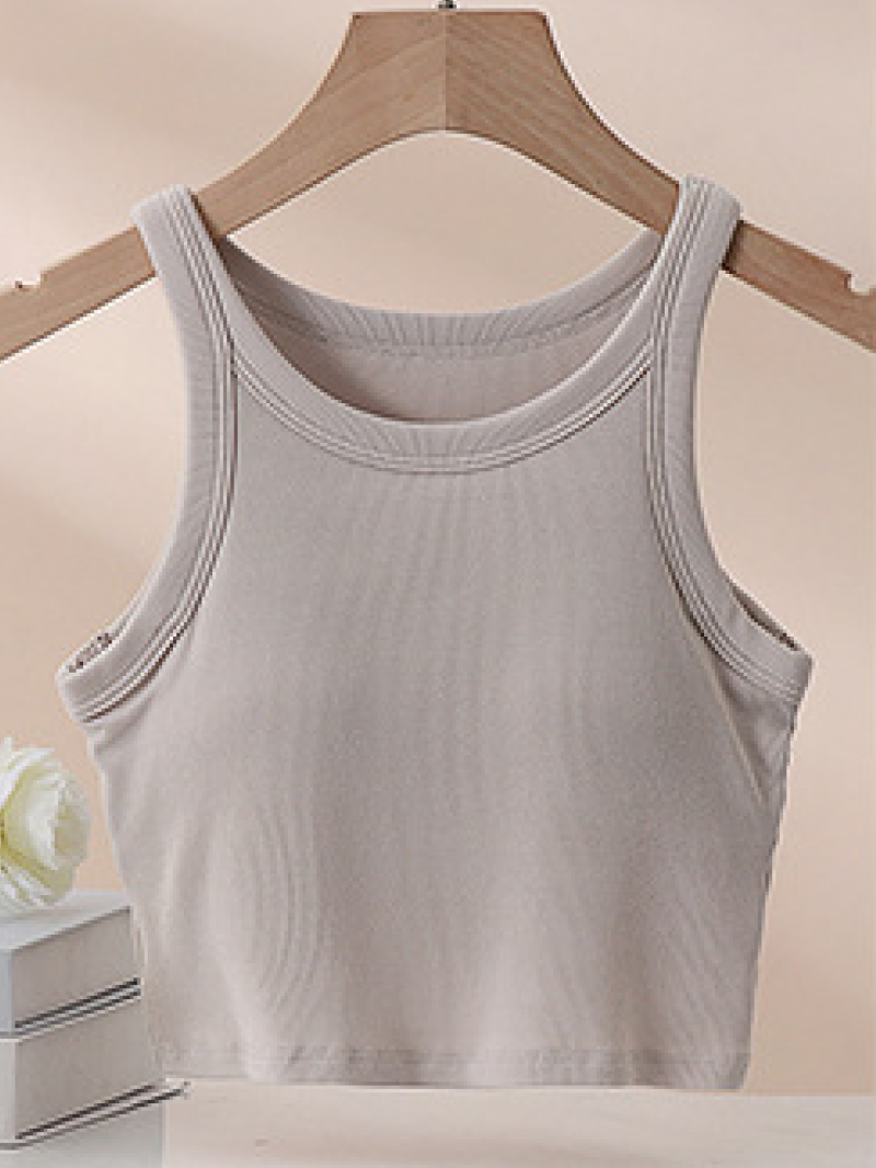 リブクロップドカップ付きタンクトップ