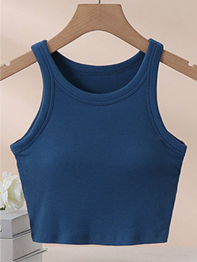 リブクロップドカップ付きタンクトップ