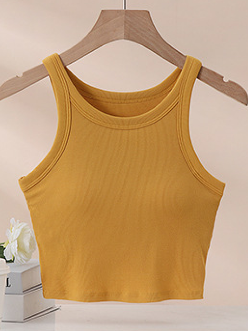 リブクロップドカップ付きタンクトップ