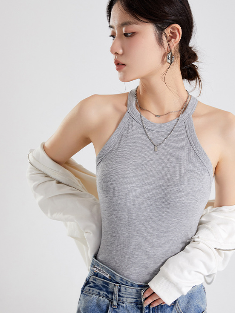 カップ付きリブタンクトップ