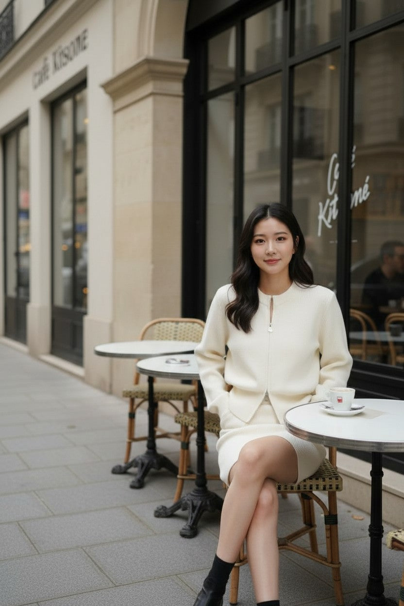 クラシックジップニット&スカ―トセット