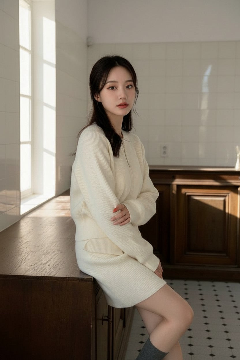 クラシックジップニット&スカ―トセット