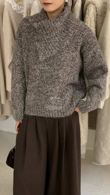 Set fair対象 | 27日(金)0:00～【即納】ミックスヤーン ボリュームスリーブニット