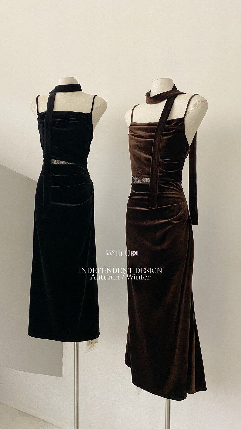 【即納】ドレープライン ベルベットキャミワンピース