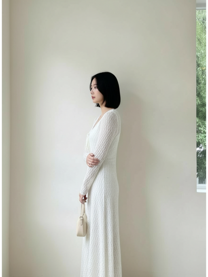 【即納】レースロングワンピース