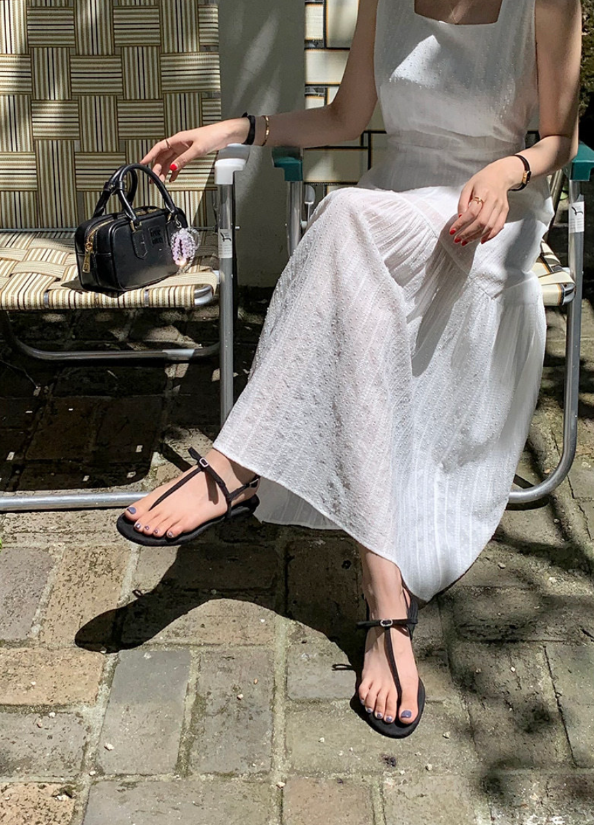 ノースリーブコットンティアードロングワンピース