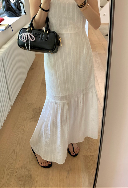ノースリーブコットンティアードロングワンピース