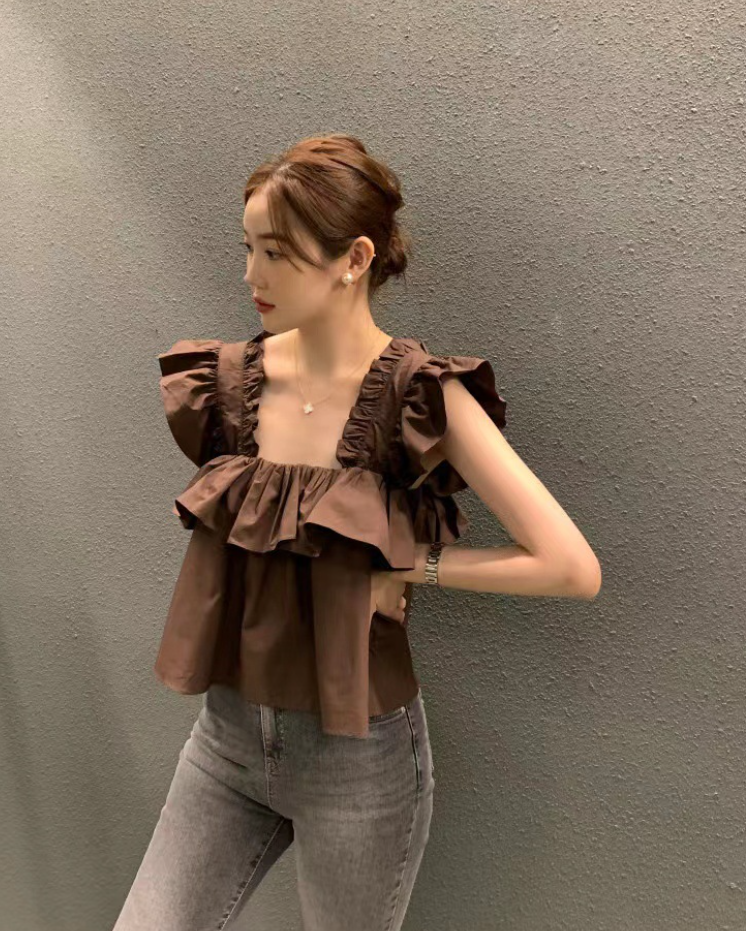 [ Influencer Recommend ] 【即納】ボリュームフリルショルダーブラウス