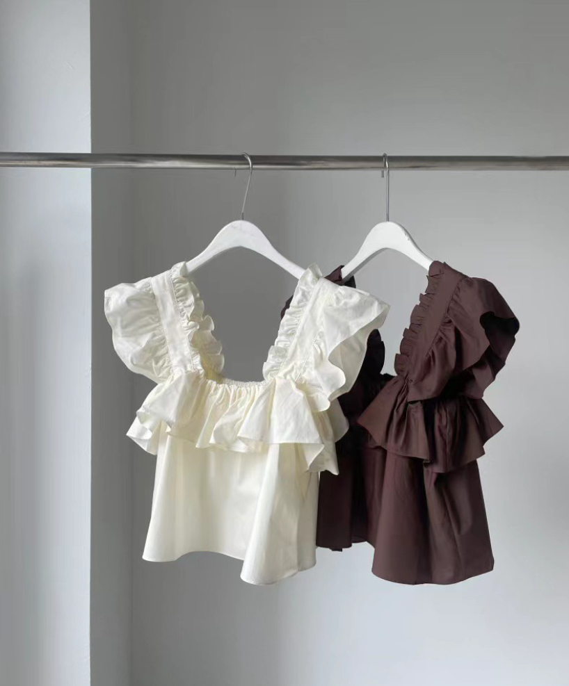 【即納】[ Influencer Recommend ] ボリュームフリルショルダーブラウス