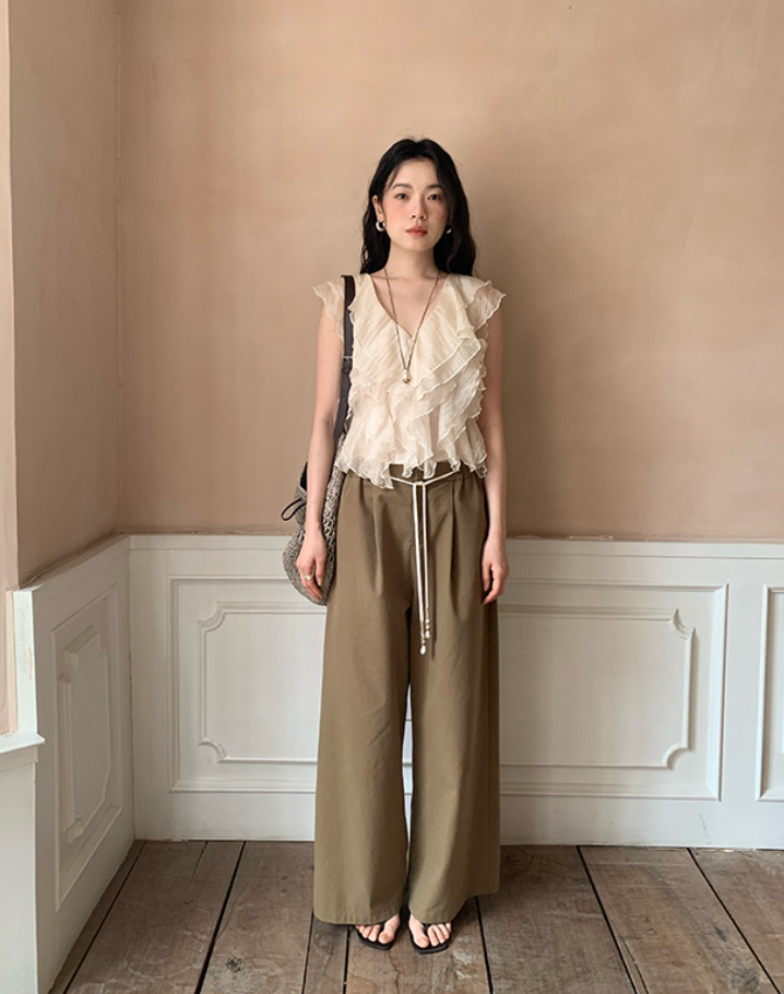 [ Influencer Recommend ]エアリーフリルノースリーブブラウス