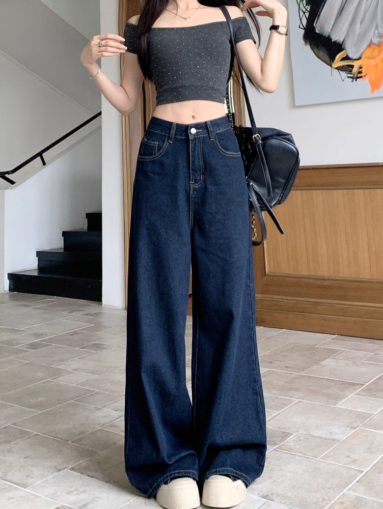 ハイウエストワイドレッグデニムパンツ