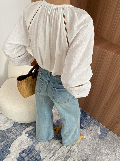 ハイウエストワイドデニムパンツ