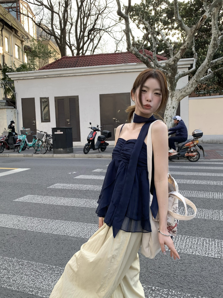 シフォンティアードキャミソールトップス
