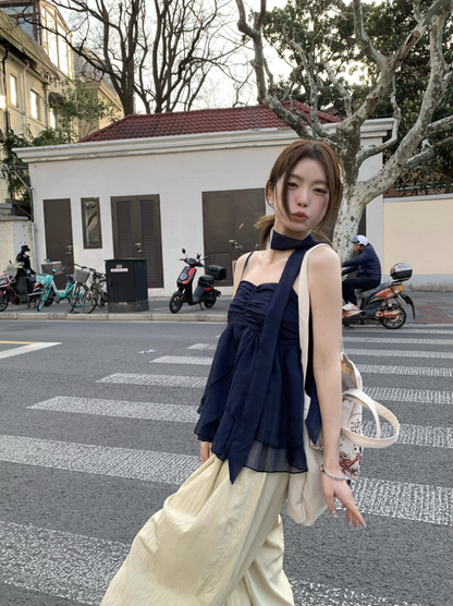シフォンティアードキャミソールトップス