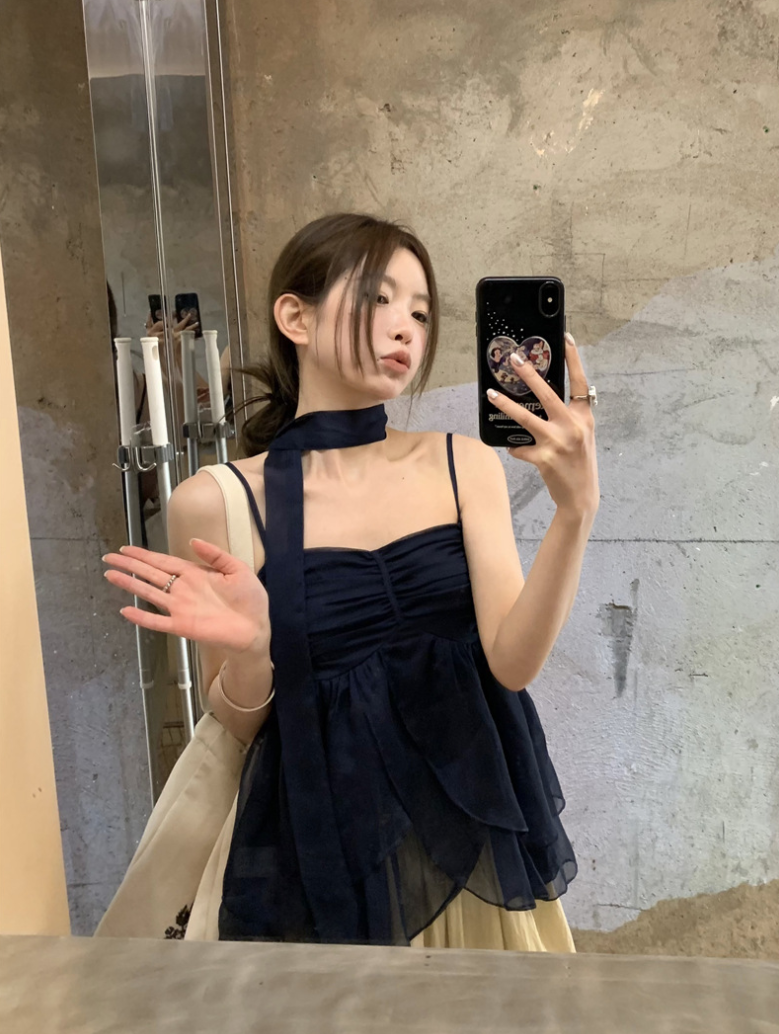シフォンティアードキャミソールトップス