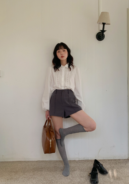 センタープレスハイウエストショートパンツ