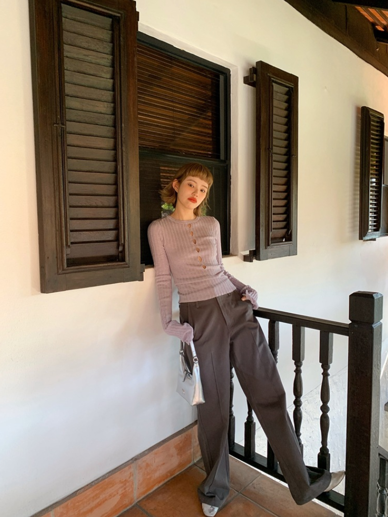 [ Influencer Recommend ]【一部即納】フロントカットアウトリブニットトップス