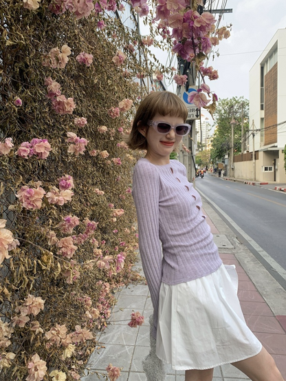 [ Influencer Recommend ]【一部即納】フロントカットアウトリブニットトップス