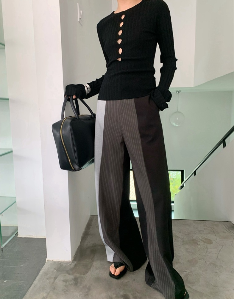 [ Influencer Recommend ]【一部即納】フロントカットアウトリブニットトップス