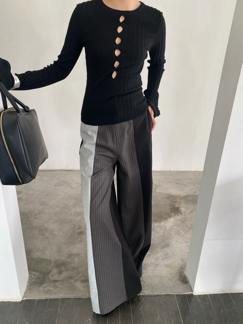 [ Influencer Recommend ]【一部即納】フロントカットアウトリブニットトップス