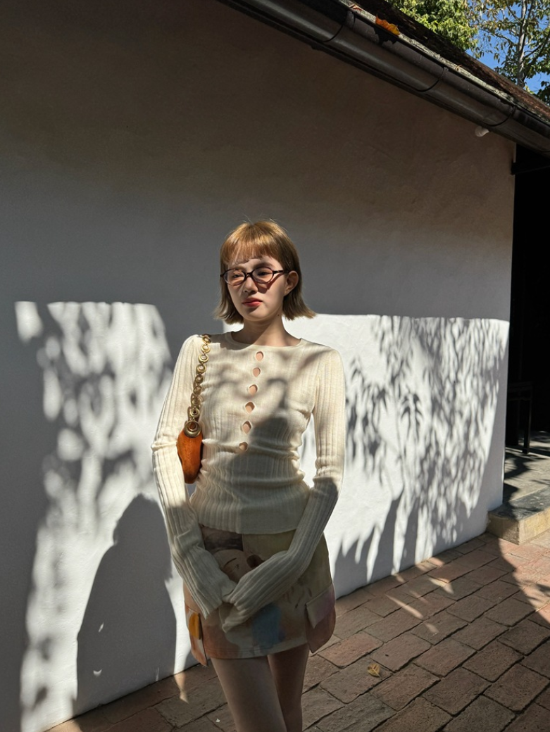 [ Influencer Recommend ]【一部即納】フロントカットアウトリブニットトップス