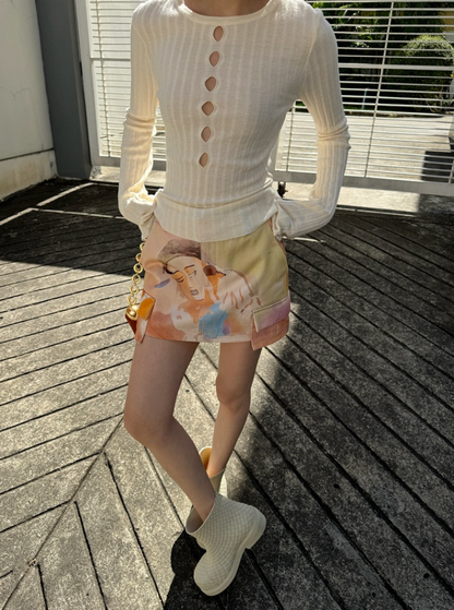 [ Influencer Recommend ]【一部即納】フロントカットアウトリブニットトップス