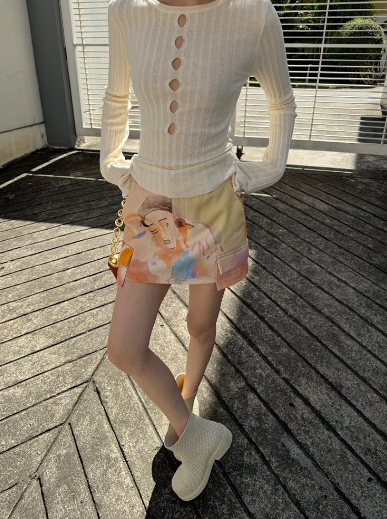 [ Influencer Recommend ]【一部即納】フロントカットアウトリブニットトップス