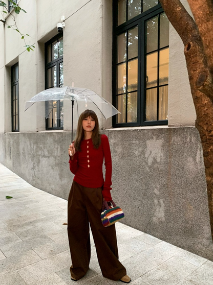 [ Influencer Recommend ]【一部即納】フロントカットアウトリブニットトップス