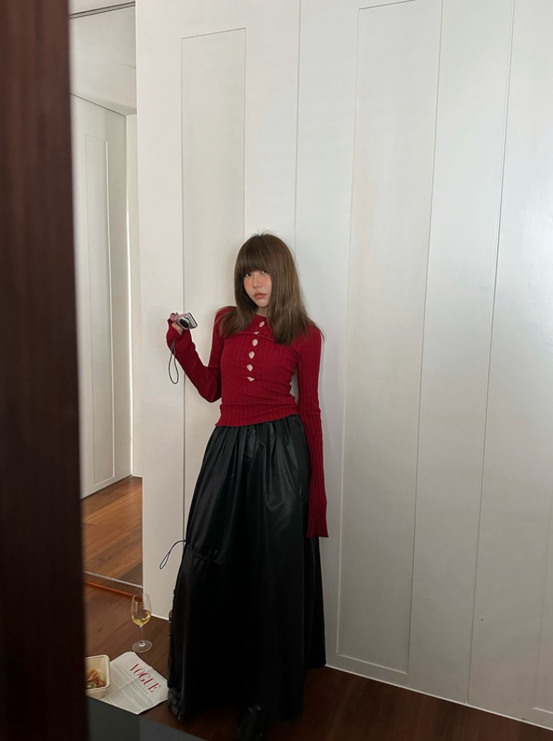 [ Influencer Recommend ]【一部即納】フロントカットアウトリブニットトップス