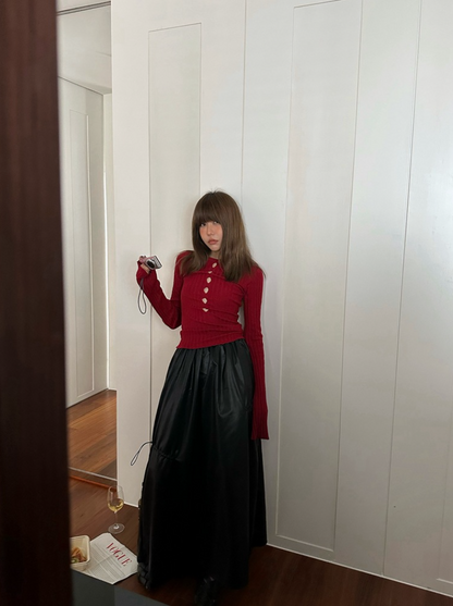 [ Influencer Recommend ]【一部即納】フロントカットアウトリブニットトップス