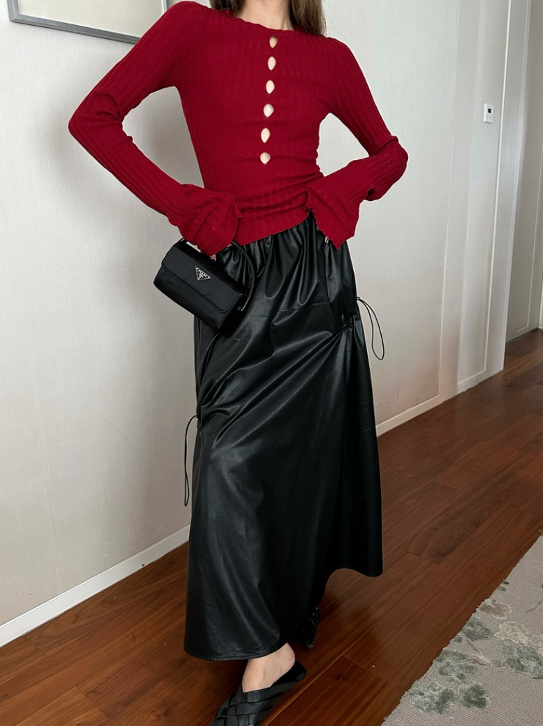 [ Influencer Recommend ]【一部即納】フロントカットアウトリブニットトップス