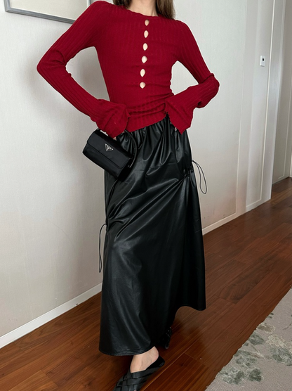 [ Influencer Recommend ]【一部即納】フロントカットアウトリブニットトップス