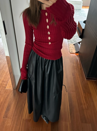 [ Influencer Recommend ]【一部即納】フロントカットアウトリブニットトップス