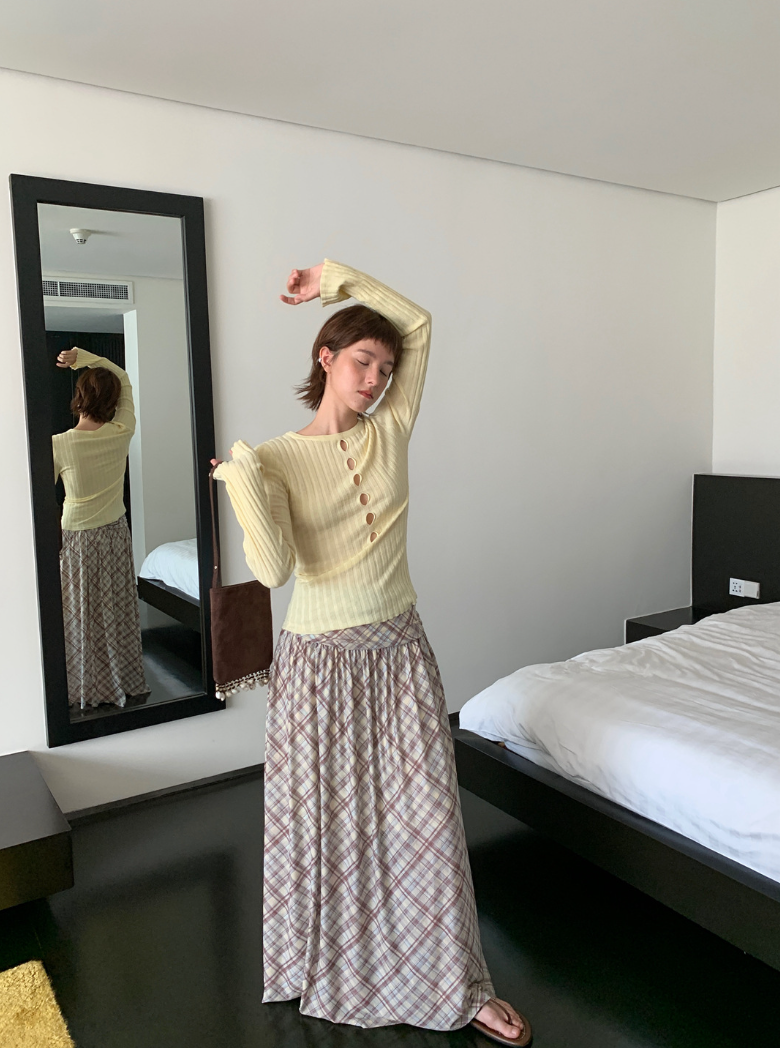 [ Influencer Recommend ]【一部即納】フロントカットアウトリブニットトップス