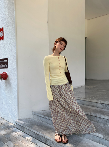 [ Influencer Recommend ]【一部即納】フロントカットアウトリブニットトップス