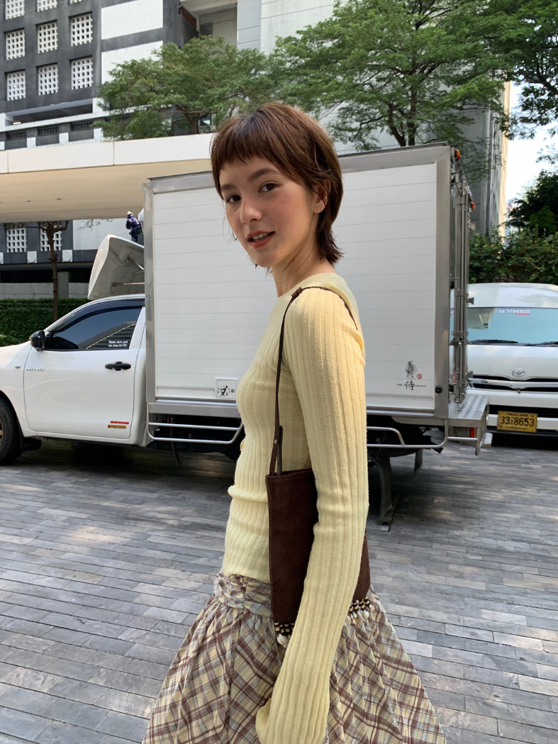 [ Influencer Recommend ]【一部即納】フロントカットアウトリブニットトップス